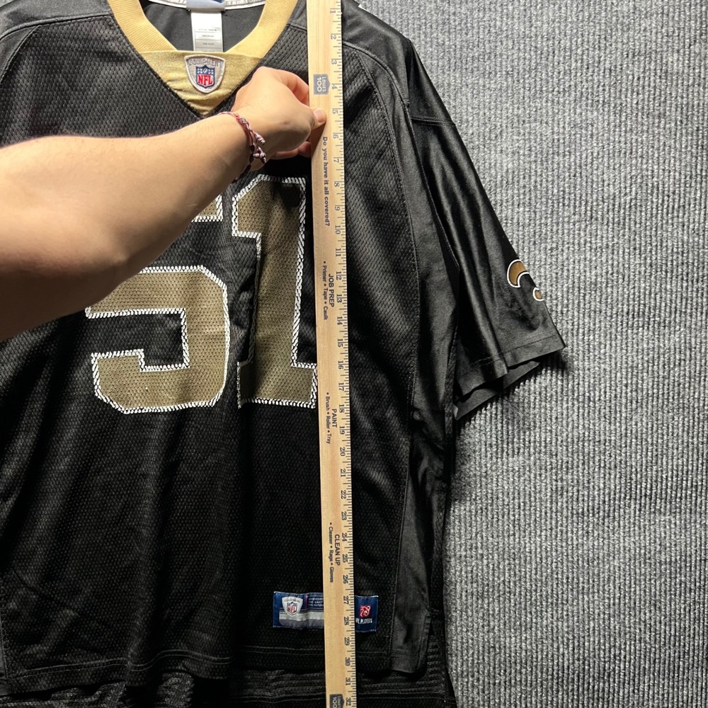 Vintage Reebok Football Jersey XL Black New Orleans Saints‎ Johnathan Vilma 51 - Picture 2 of 8